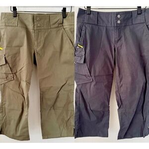 LOLE Lot of 2 Mid-Rise Capri Casual Pants Women's Size 6 Small Blue Green Khaki